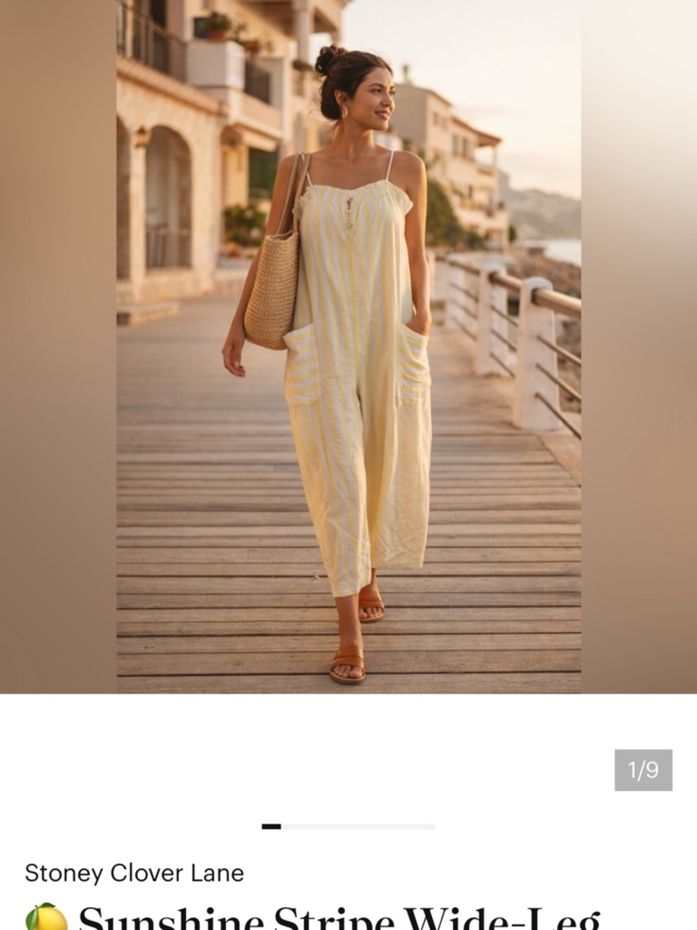 Stoney Clover Lane Yellow Stripe Wide-Leg Jumpsuit